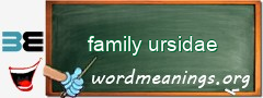 WordMeaning blackboard for family ursidae